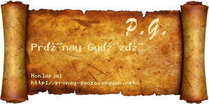 Prónay Győző névjegykártya